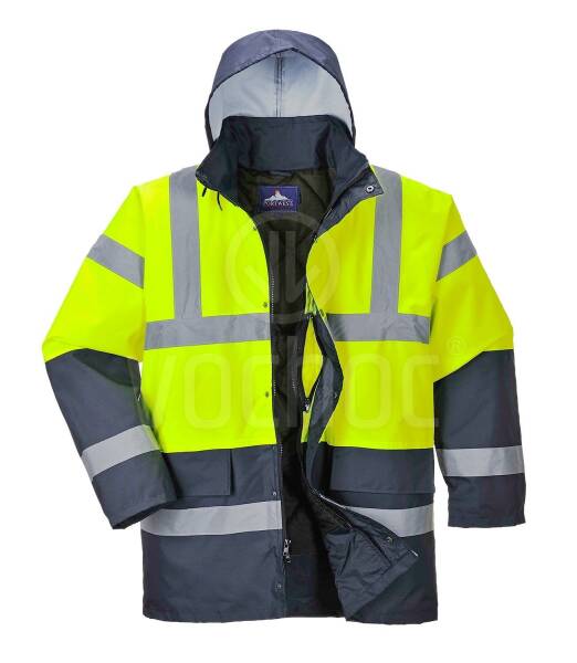 Zimní nepromokavá bunda Portwest Hi-Vis Contrast Traffic, žlutá/navy