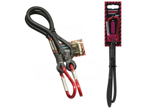 Upínací guma s karabinou QUICKLOADER Bungee/Carabiner, 45kg, 80cmx8mm