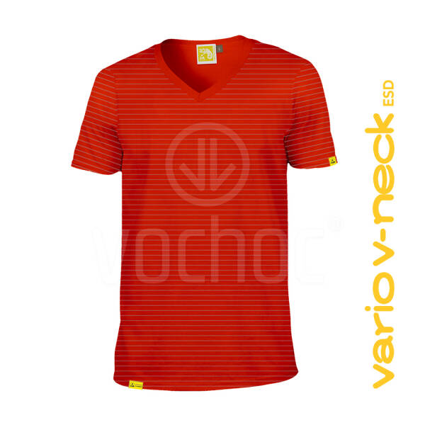 Pracovní triko do "V" CHAMEO VARIO V-NECK ESD, červená