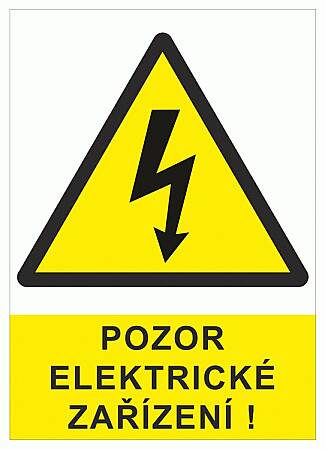 Tabulka Pozor elektrické zařízení, A6, samolepka